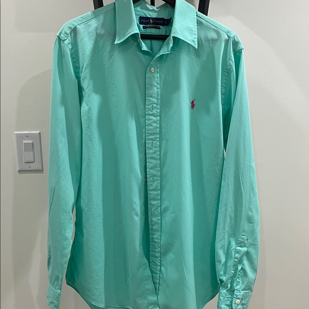 Ralph Lauren Men's Aqua Button Down Shirt